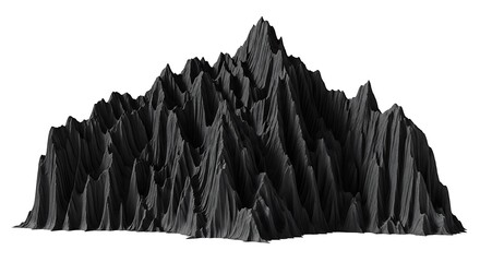 Abstract Black Mountain Range: Textured Peaks Against White Background.