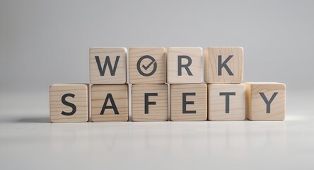 Work Safety Concept Wooden Blocks with Text and Checkmark