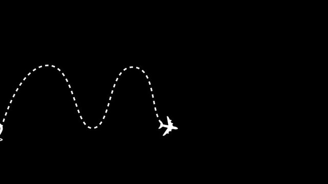 travel flying route destination. tourism and travel concept. Travel on airplane map. air plane flight route with start point. line trace animation. air line animation. 4k