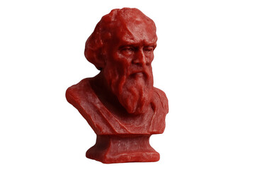Obraz premium Rabindranath tagore red bust sculpture with transparent background