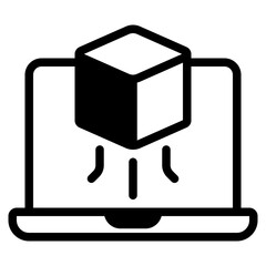 A floating virtual object resembling a sleek, futuristic device.