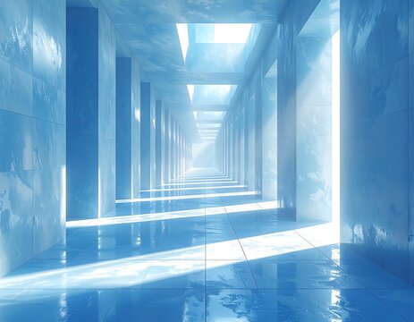 Azure corridor with skylight