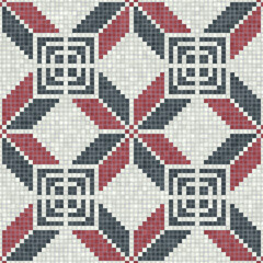 Mosaic tiles seamless pattern composition with traditional Palestinian motif. Editable vector background for print, background, web, wrapping.