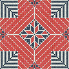 Mosaic tiles seamless pattern composition with traditional Palestinian motif. Editable vector background for print, background, web, wrapping.