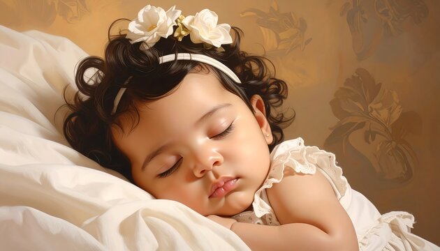 Baby girl sleeping peacefully - Powered by Adobe