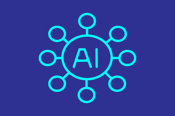 Connected Node Network Icon.digital networks icon. suitable for websites, applications, user interfaces, printables, etc. line icon style, dark blue color combination. simple editable vector design