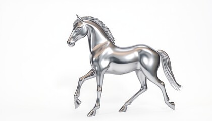 Fototapeta premium a bronze horse statue set against a white backdrop
