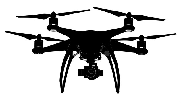 Silhouette of a drone with camera