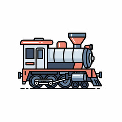 Illustration of a vintage steam train with red and gray accents.