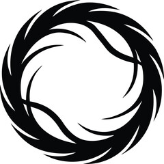 A bold black and white eagle head tattoo vector illustration design with a circular tribal symbol icon