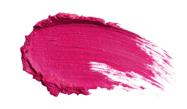 Pink lipstick smear on transparent background