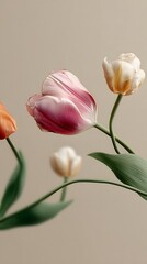 Fototapeta premium Artistic Image of Tulip with Soft Tones, Natural - Style Decorative Element for Web Design, Interior Arrangement