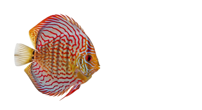 Striped Discus Fish for tropical aquariums isolated PNG with Transparent Background - Powered by Adobe