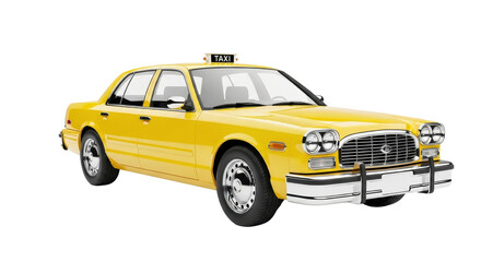 Yellow taxi cab car isolated PNG with Transparent Background