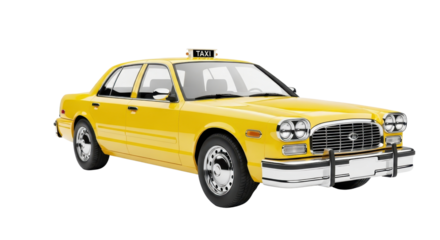 Yellow taxi cab car isolated PNG with Transparent Background
