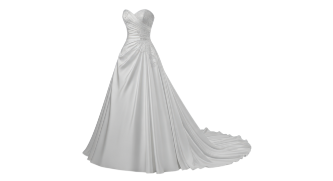 Elegant wedding dress for bridal fashion isolated PNG with Transparent Background