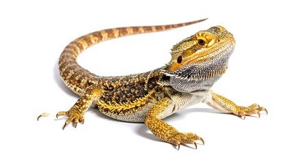 Naklejka premium Bearded dragon against white background (1)
