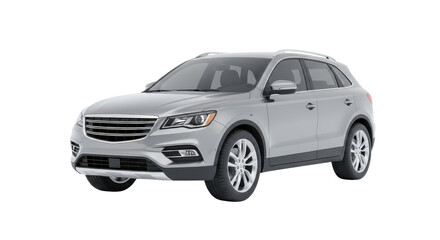 Fototapeta premium Silver SUV car studio shot isolated PNG with Transparent Background