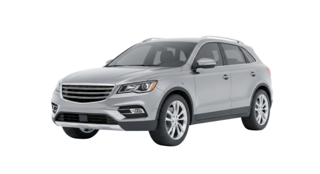 Silver SUV car studio shot isolated PNG with Transparent Background