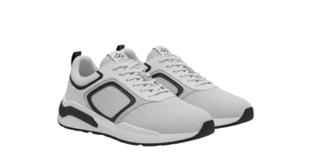 Pair of light gray athletic shoes isolated PNG with Transparent Background