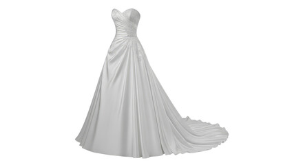 Obraz premium Elegant strapless wedding dress isolated PNG with Transparent Background