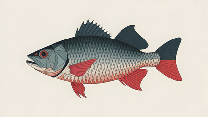 Fototapeta premium Modern geometric fish art design, perfect for your project
