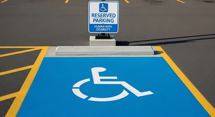 Accessible Parking Space with Blue Pavement and Handicap Symbol.