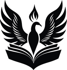 Dove of peace vector silhouette design with angel wings and feather illustration for a freedom logo