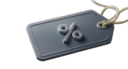A Modern Discount Tag with Percentage Symbol on Fabric