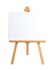 Blank canvas on wooden easel ready for your artistic expression and creative projects