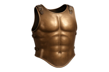 Bronze muscle cuirass ancient roman armor on transparent background