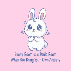 Cute Cartoon bunny panic Vector illustration hand drawn