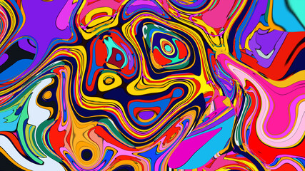 Psychedelic Fluid Rainbow Background with Vibrant Swirls and Trippy Gradient Colors for EDM and Festival Design