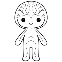 Fototapeta premium Cute cartoon figure with branching patterns character