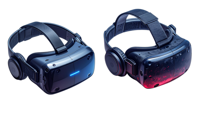 VR Gaming Headset Collection – Dual Device Variations Isolated on Transparent Background