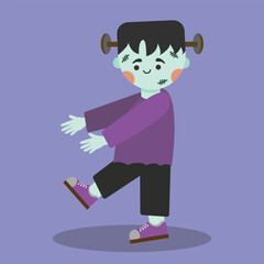 Cute frankenstein's monster clipart Illustration with kawaii hand drawn style for halloween season