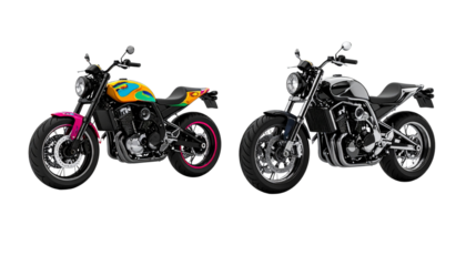 Motorbike Pair – Two Distinct Motorcycle Styles Isolated on Transparent Background
