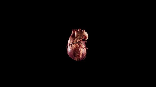 Anatomically Correct Human Heart On Black Background