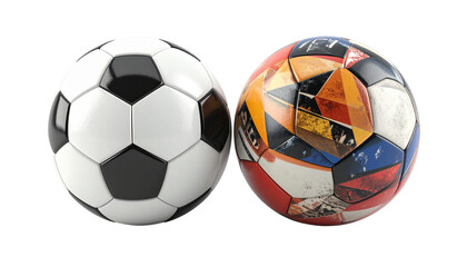 Soccer Ball Duo – Two Football Variations Isolated on Transparent Background