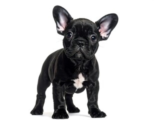 Fototapeta premium Black French Bulldog puppy, full body shot