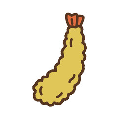 手書き風の単品アイコンイラスト　食べ物　エビフライ