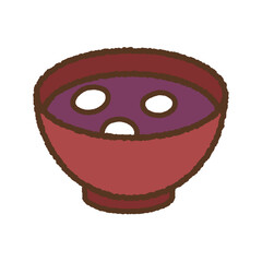 手書き風の単品アイコンイラスト　食べ物　おしるこ