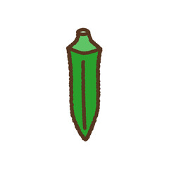 手書き風の単品アイコンイラスト　野菜　オクラ