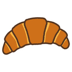 手書き風の単品アイコンイラスト　食べ物　クロワッサン