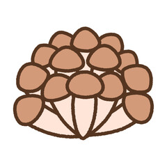 手書き風の単品アイコンイラスト　キノコ　しめじ
