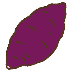 手書き風の単品アイコンイラスト　野菜　さつまいも