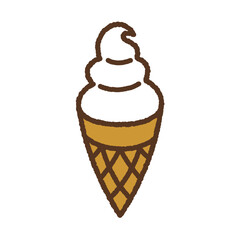 手書き風の単品アイコンイラスト　食べ物　ソフトクリーム