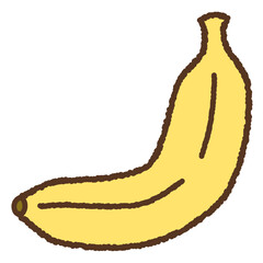 手書き風の単品アイコンイラスト　果物　バナナ