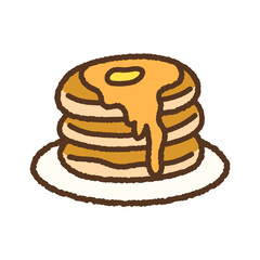 手書き風の単品アイコンイラスト　料理　ホットケーキ
