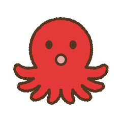 手書き風の単品アイコンイラスト　動物　蛸